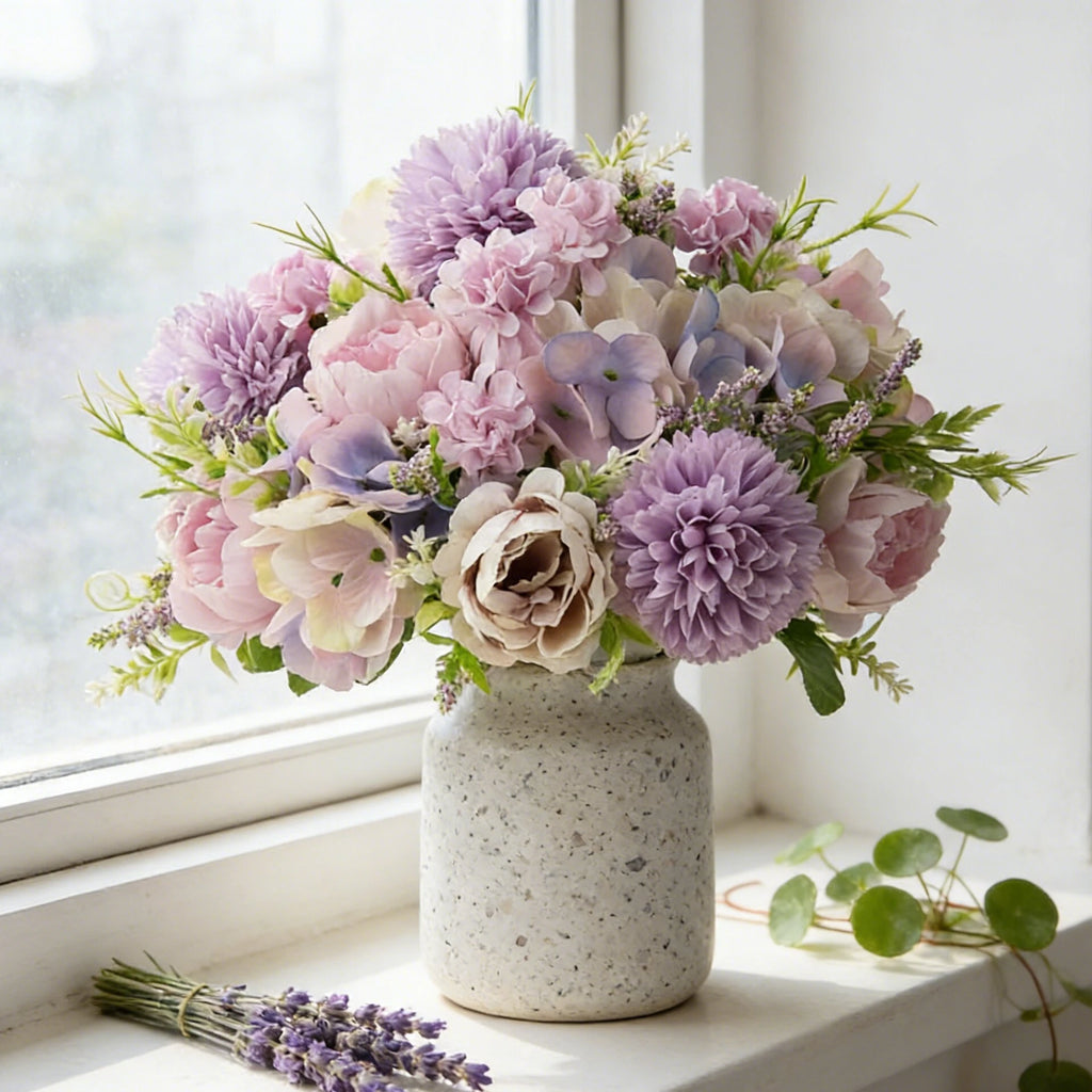 Silk Peony & Hydrangea Artificial Flower Bouquet | Wedding Decor Artificial Flower Bouquet Babs