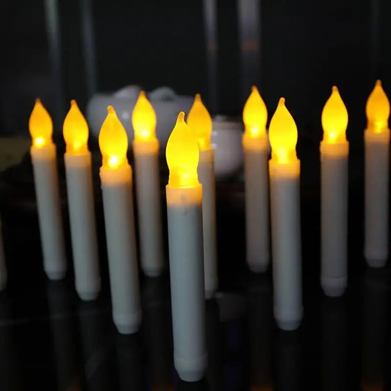 12PCS Flameless LED Floating Taper Candles – Warm White Flicker Flameless LED Candles Babs