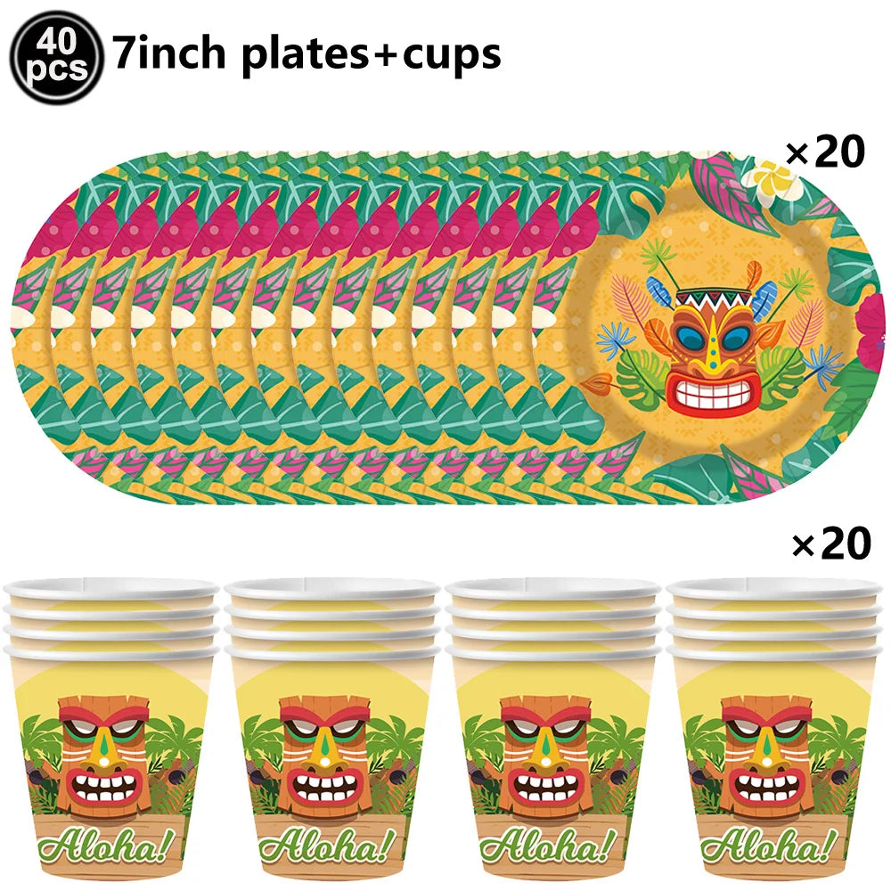 Hawaiian Party Supplies – Tableware, Banner & Photo Props Party Decoration Set Babs light green