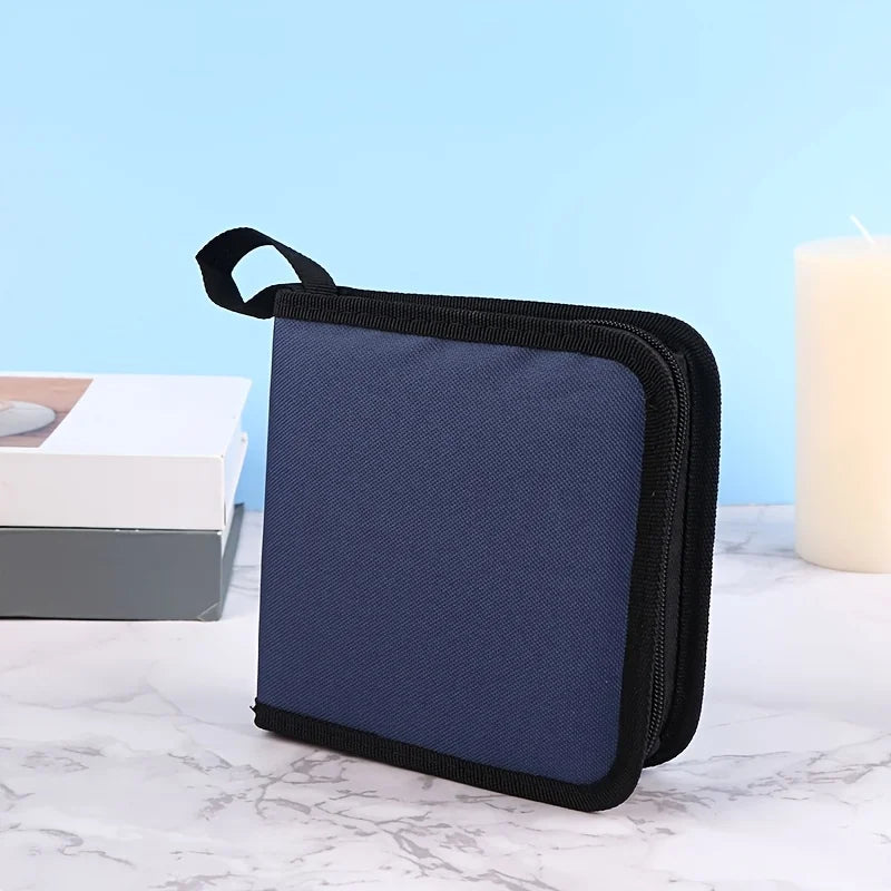 Zipper CD/DVD Storage Case – Holds 40 Discs | Portable Binder Disc Storage Case Babs Blue