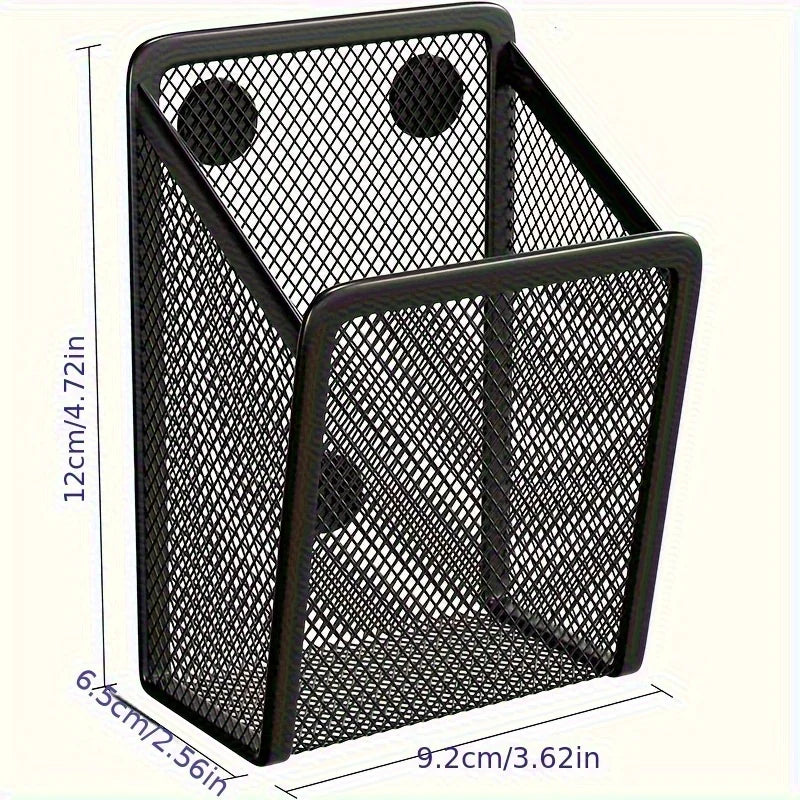 Magnetic Metal Mesh Storage Basket – Pen Holder & Desk Organizer Magnetic Desk Organizer Babs