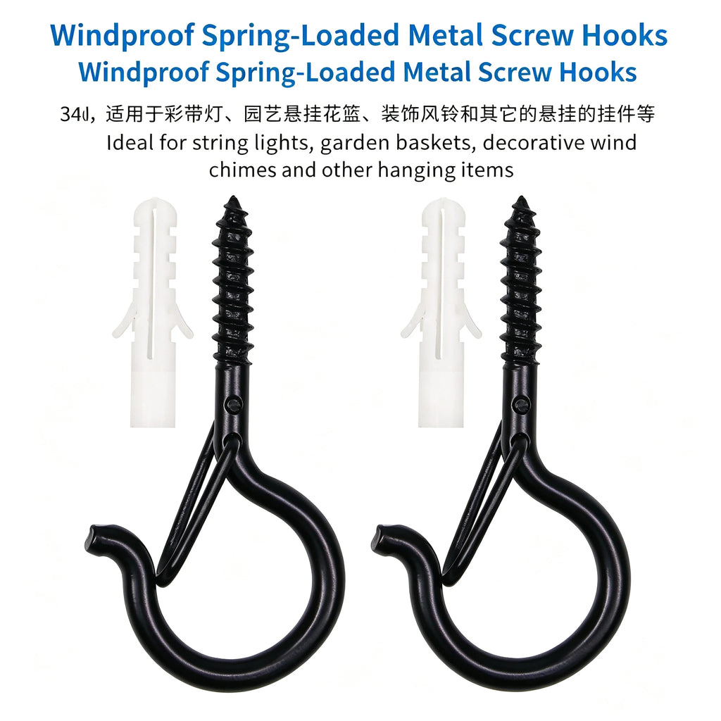 Heavy Duty Black Screw Hooks for Plants & String Lights 10/20pk Screw Ceiling Hooks Babs