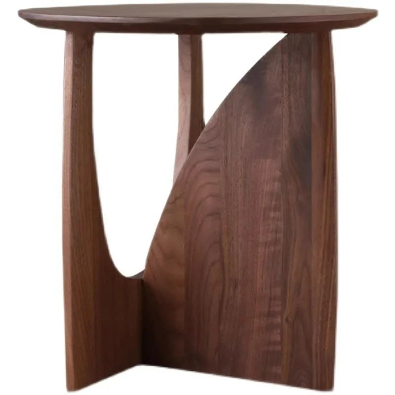 Round Solid Wood Coffee Table | Modern Minimalist Side Table Round Coffee Table Babs Walnut Color
