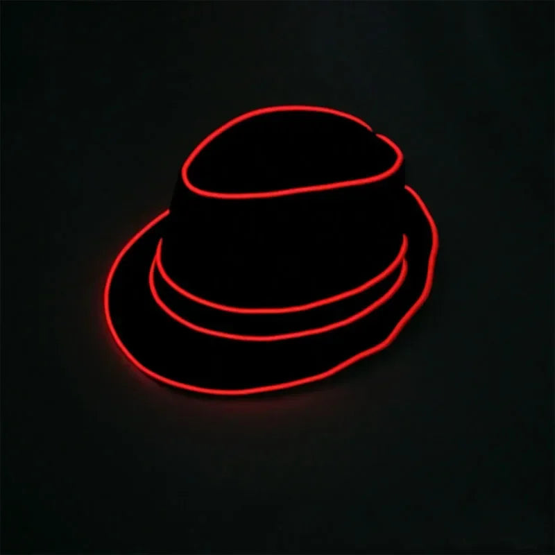 LED Flashing Jazz Cap Glow Hat – Unisex Party Costume Set LED Costume Hat Babs red hat