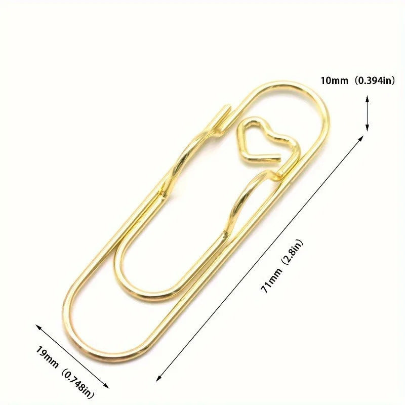 6pcs Heart-Shaped Pen Clip & Paper Clip Notebook Accessories Pen & Paper Clip Babs