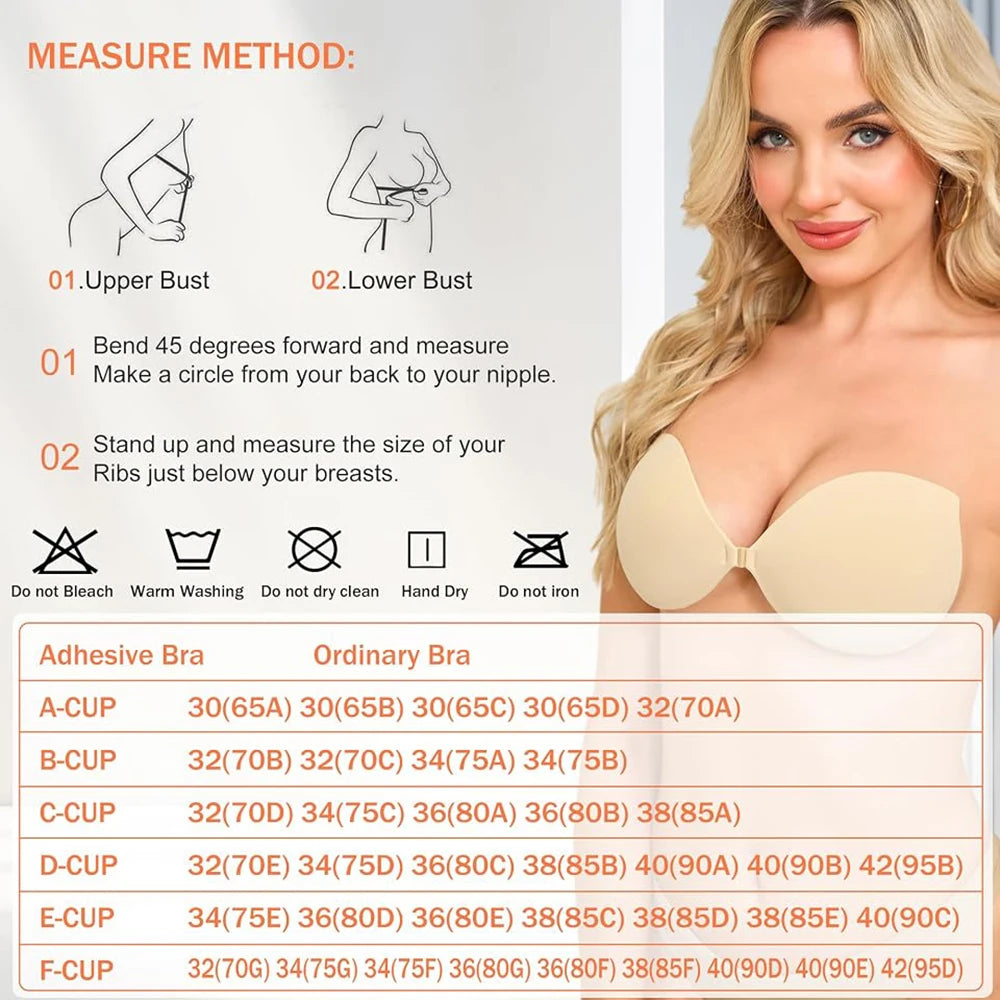 2Pcs Strapless Stick-On Bra Invisible Adhesive with Nipple Covers Adhesive Stick-On Bra Babs