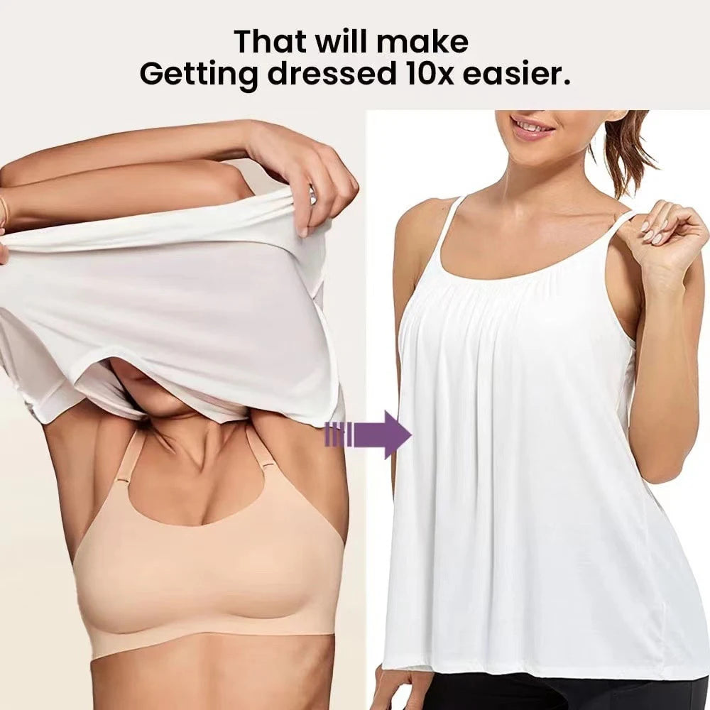 Plus Size Padded Camisole with Built-In Bra – S to 6XL Padded Camisole Top Babs