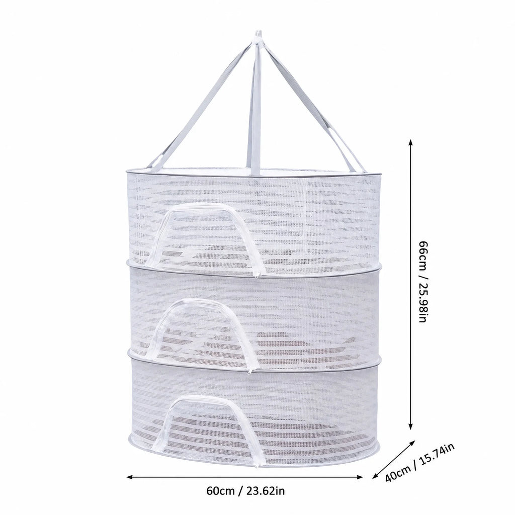 3-Layer Foldable Hanging Mesh Drying Rack – Food, Fish & Herbs Hanging Mesh Drying Rack Babs White one size