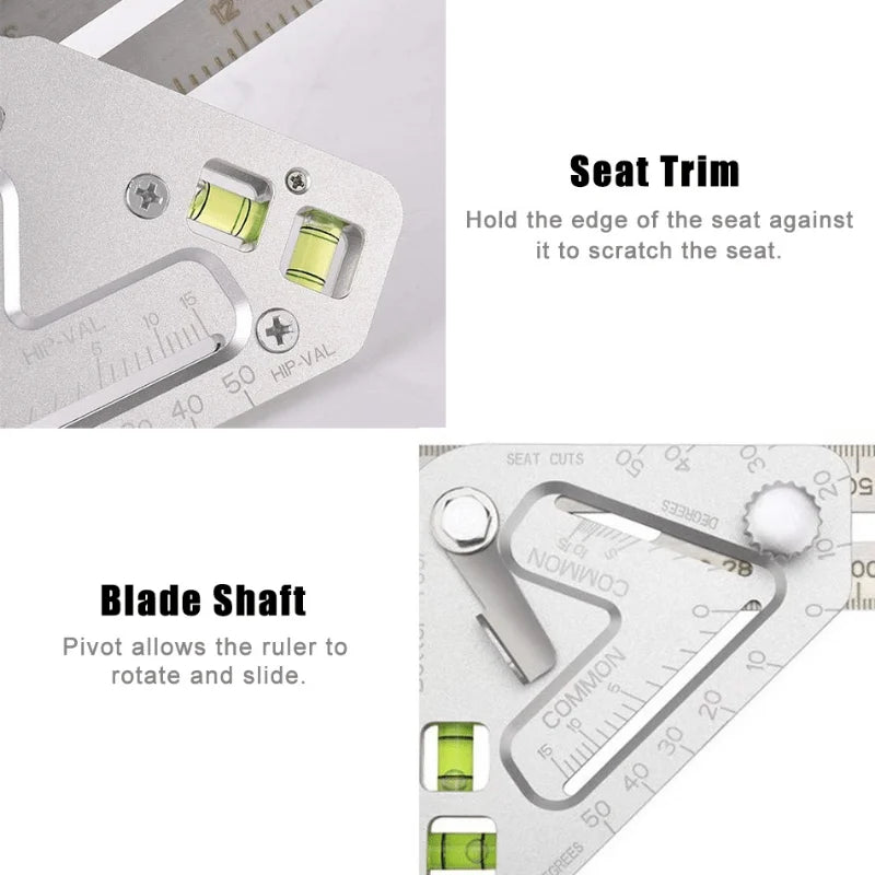 Triangle Ruler Protractor & Angle Ruler with Bubble Level Carpentry Measuring Tool Babs