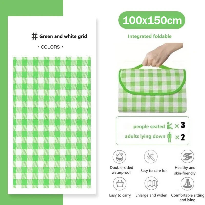 Large Waterproof Beach Blanket – Foldable Picnic Mat for Camping Outdoor Picnic Blanket Babs Green-100x150cm