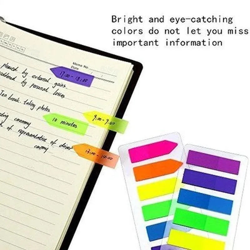2-Pack Korean Fluorescent Sticky Notes Index Tabs for Scrapbooking Sticky Notes Set Babs