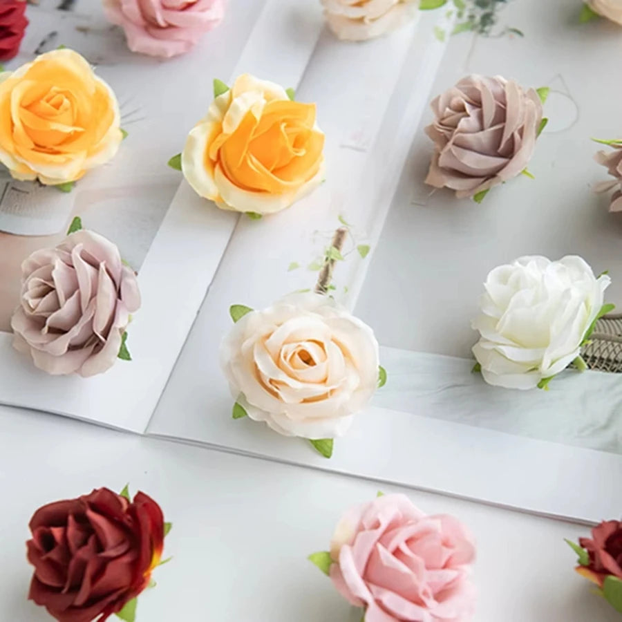 10PC Silk Rose Artificial Flower Heads – Wedding & Home Decor Artificial Flower Heads Babs