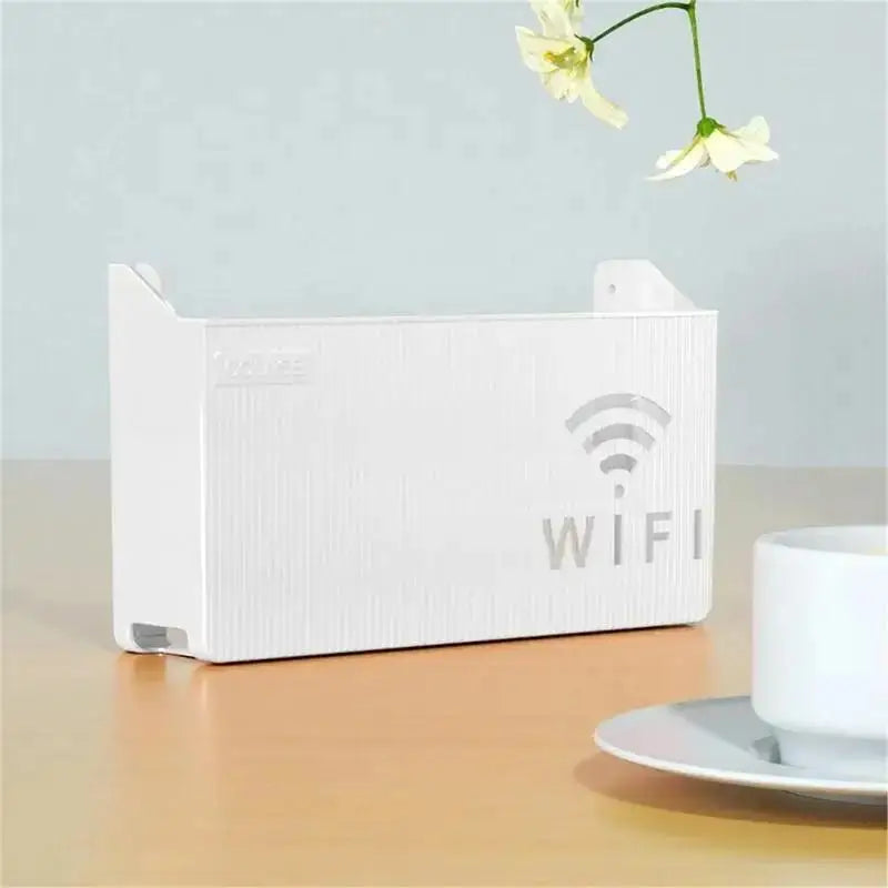 Wall Mount WiFi Router Storage Box & Cable Organizer Router Storage Box Babs White