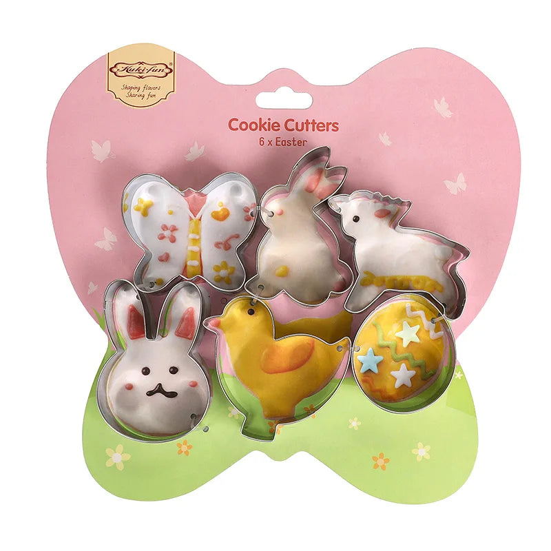Easter Cookie Cutter Set – Bunny, Egg, Carrot & Butterfly Cookie Cutter Set Babs 6pcs A