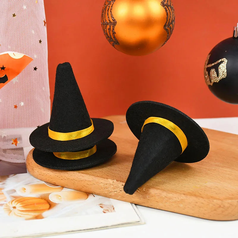 6pcs Mini Felt Witch Hats – Halloween Wine Bottle & Party Decor Halloween Party Decor Babs