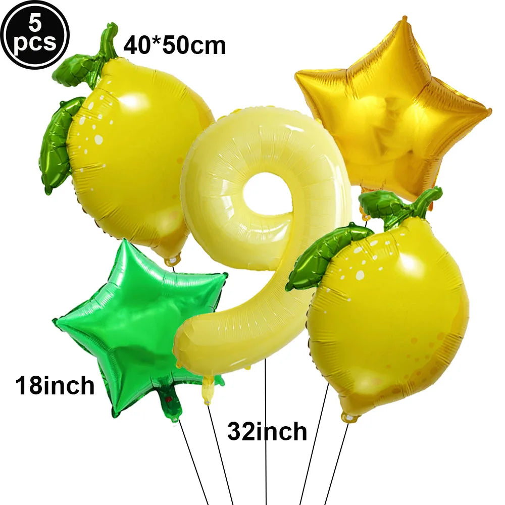 Lemon Foil Balloon Set with 32" Number Balloons – Party Decor