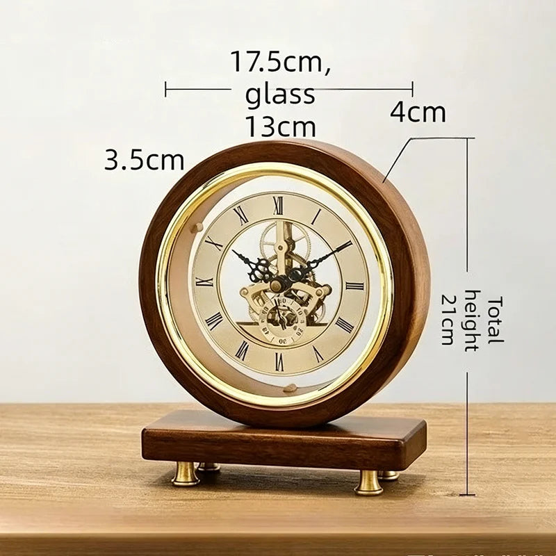 Vintage Solid Wood Desk Clock – Silent Movement, Walnut Finish Vintage Desk Clock Babs Big