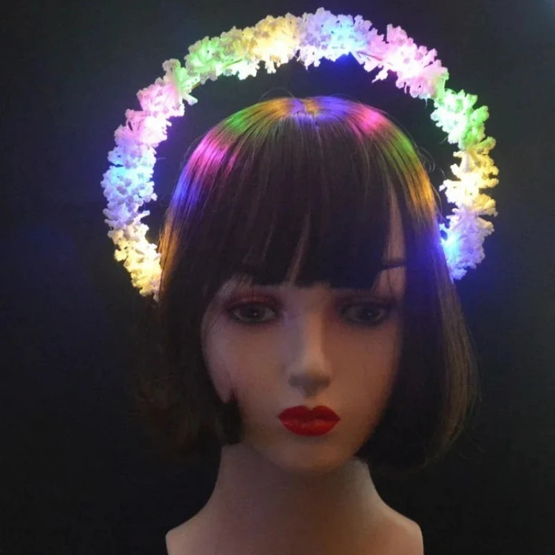 LED Feather Angel Halo Crown Headband – Bridal & Party LED Halo Headband Babs