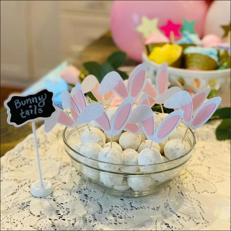 12pcs Easter Bunny Ears Cupcake Toppers & Cake Food Picks Cupcake Toppers Babs