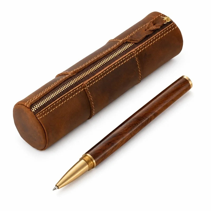 Vintage Zebra Leather Zipper Pencil Case – Handmade Pouch Leather Pencil Case Babs