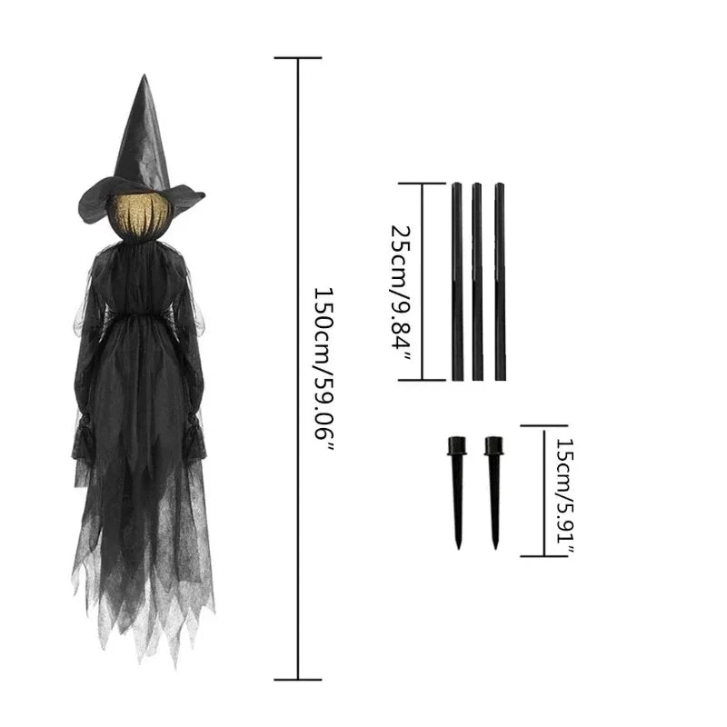 Glowing Halloween Witch Ornament | Sound-Activated LED Lights Halloween Outdoor Ornament Babs