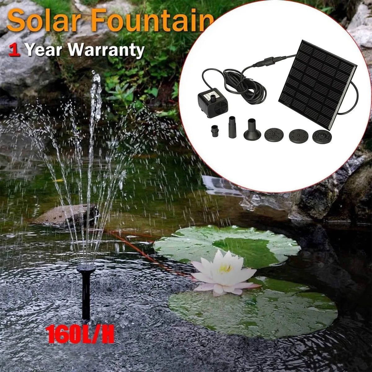 Mini Solar Floating Fountain – Garden Bird Bath & Pond Decor Solar Garden Fountain Babs Black