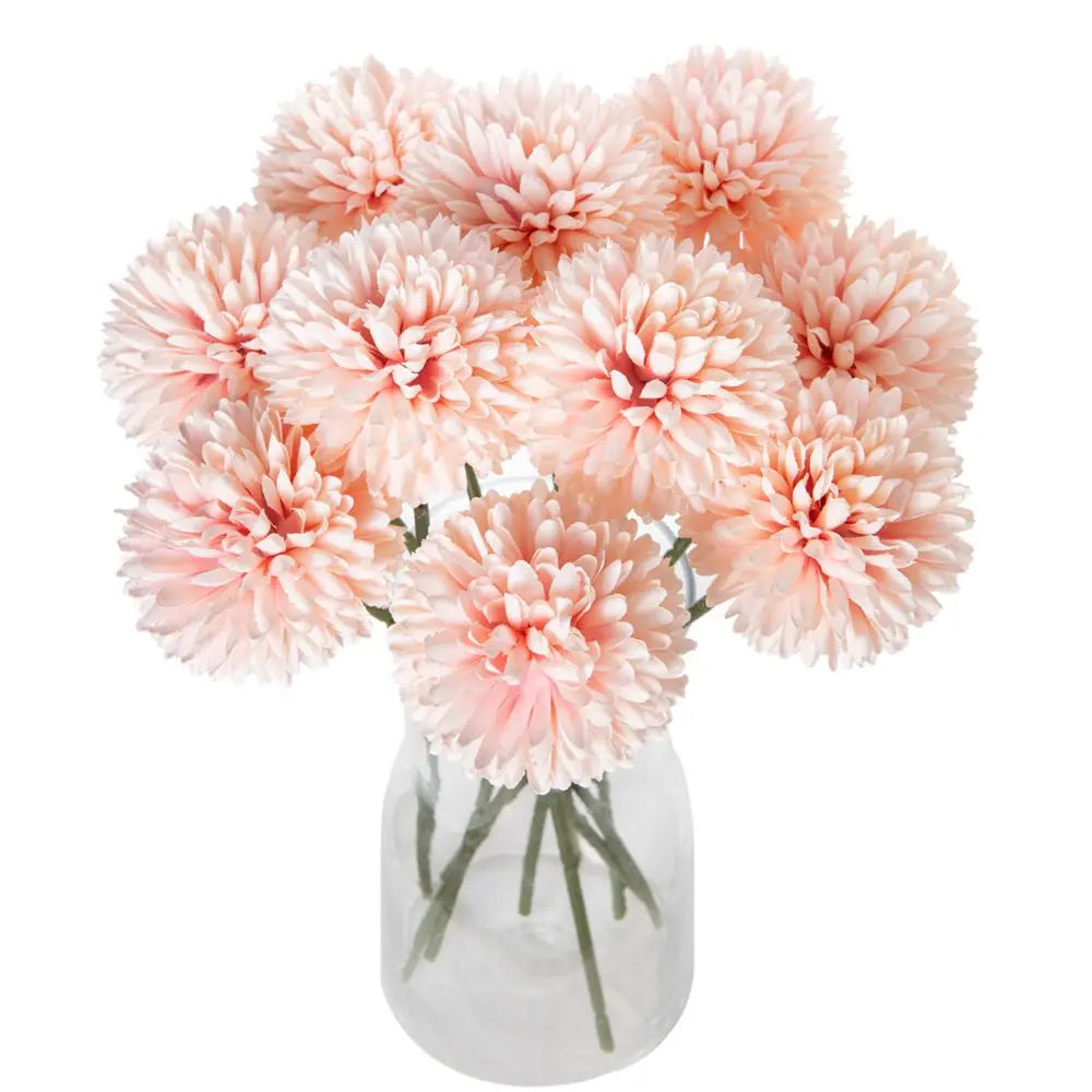 Silk Artificial Dandelion & Hydrangea Flowers | Wedding & Home Décor Artificial Flower Stems Babs Light Pink 8pcs