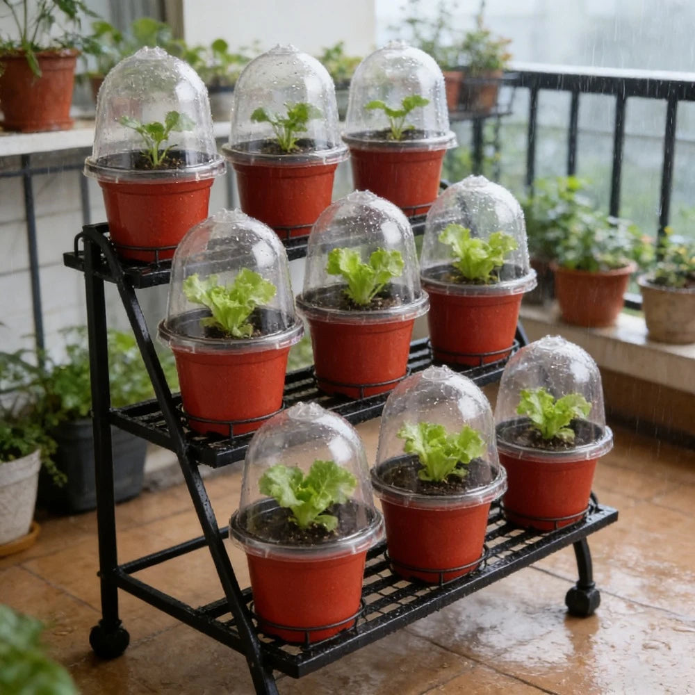 18-Pc Plant Nursery Pots with Humidity Dome Lids – Clear PET Nursery Pot Set Babs