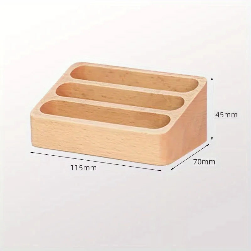 Wood Desktop Business Card Holder & Organizer Stand | Office Business Card Holder Babs