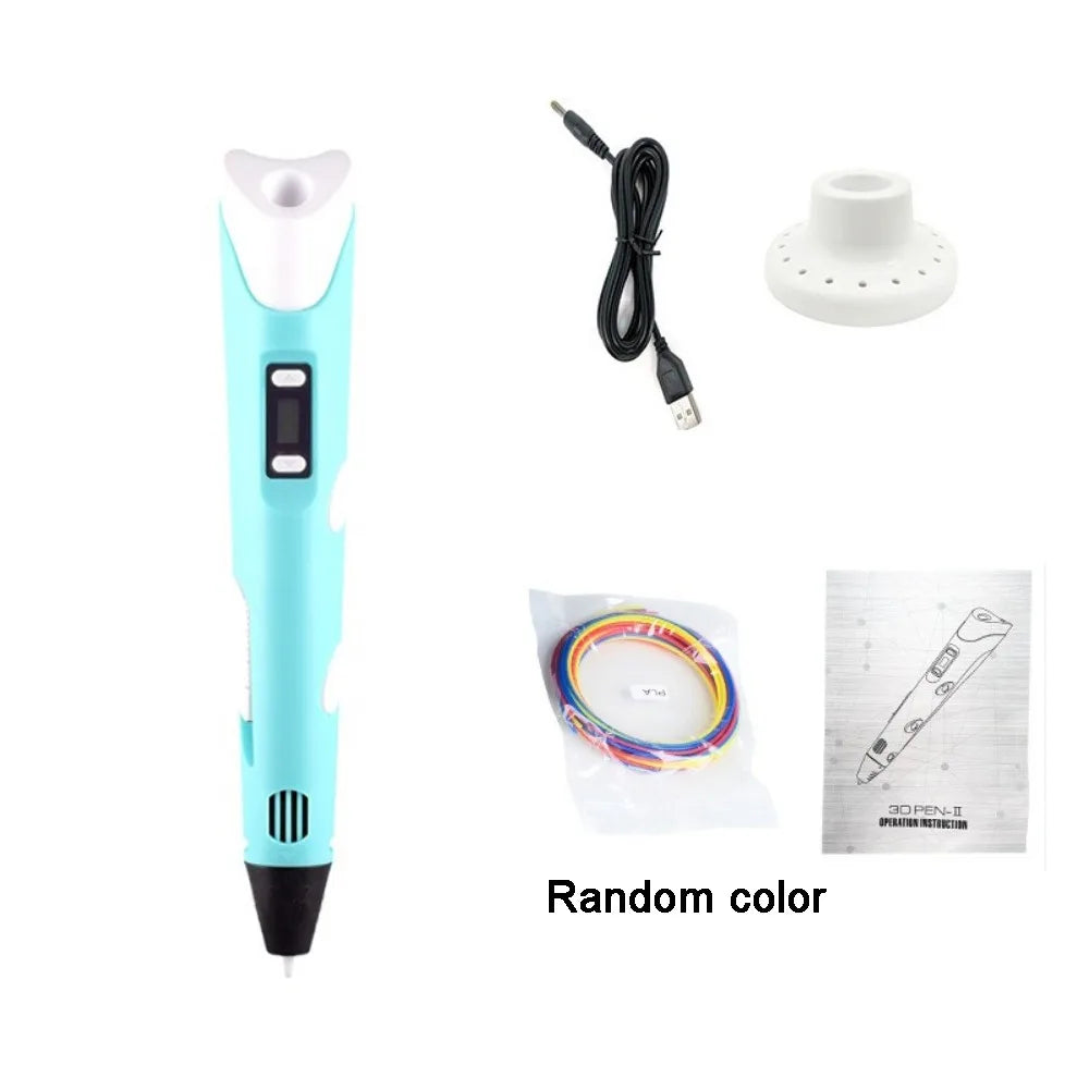 USB 3D Printing Pen | LED Display, PLA Filament, Adjustable Speed 3D Drawing Pen Babs Blue