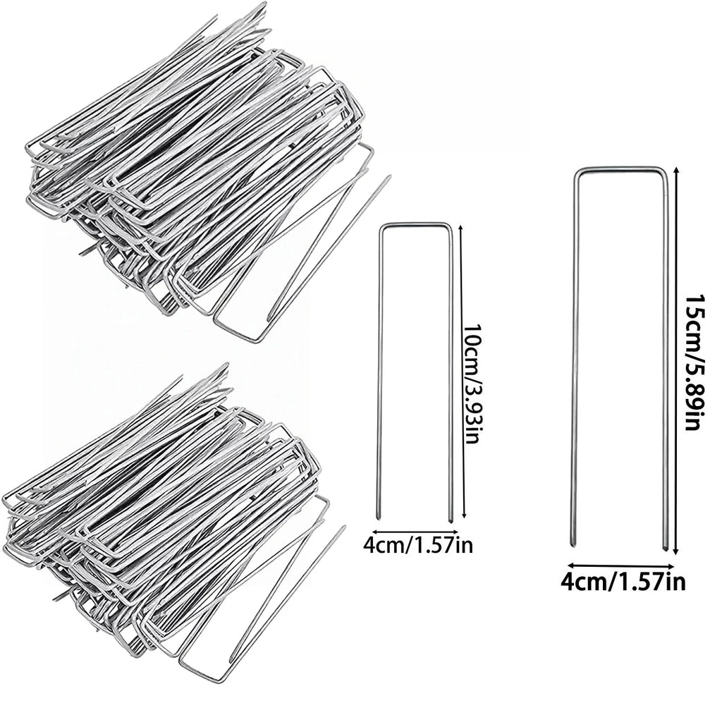 U-Shaped Garden Stakes Pins 25/50 Pcs – Heavy Duty Stainless Garden Stakes Pins Babs