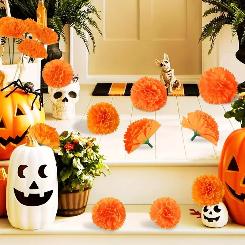 Artificial Marigold & Carnation Flower Heads – Festival Decor Artificial Flower Heads Babs