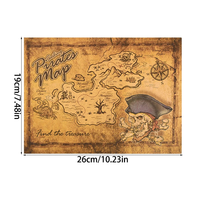 Pirate Treasure Map Kids Party Supplies – Vintage Kraft Paper Pirate Party Map Babs A