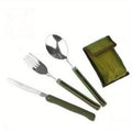 Military Green Folding Knife Camping Cutlery Set with Bag Camping Cutlery Set Babs CB