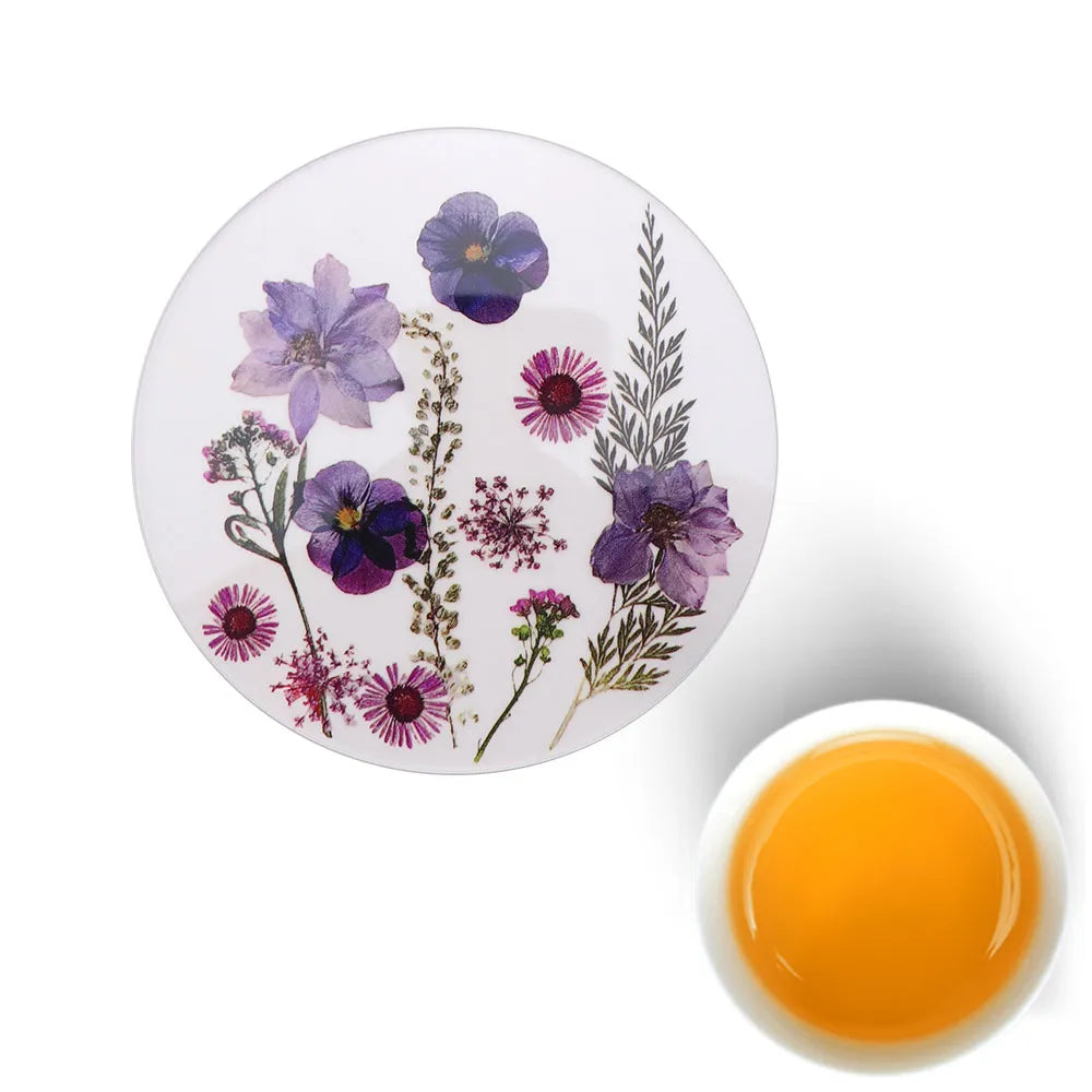 Round Acrylic Coasters – Colorful Floral Transparent Cup Mats Decorative Coasters Babs