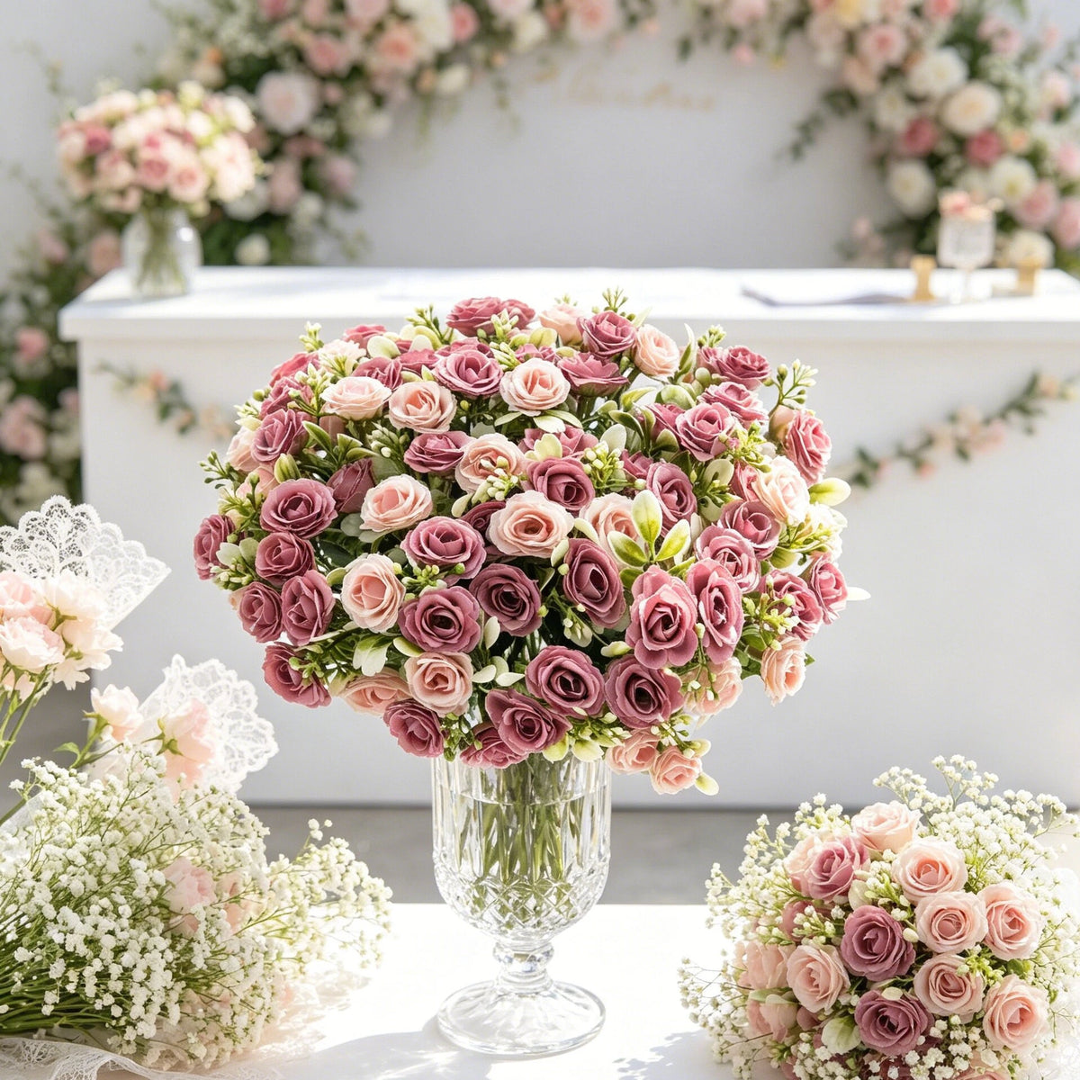 UV-Resistant Artificial Silk Rose Bouquet – Wedding & Home Décor Artificial Flower Bouquet Babs