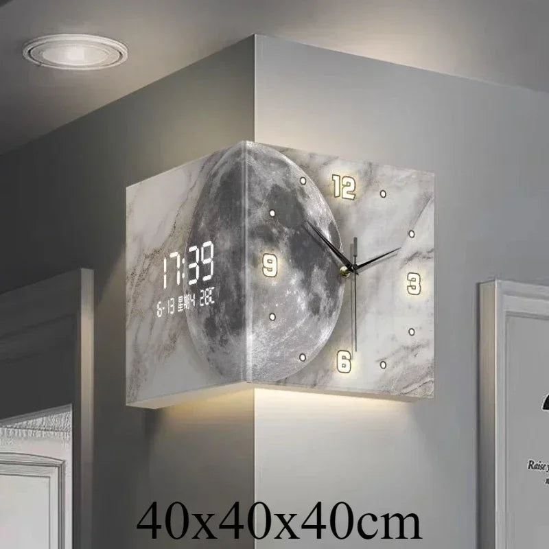 Modern Luxury Silent Acrylic Wall Clock – Double-Sided Backlit Wall Clock Babs 40x40x40cm