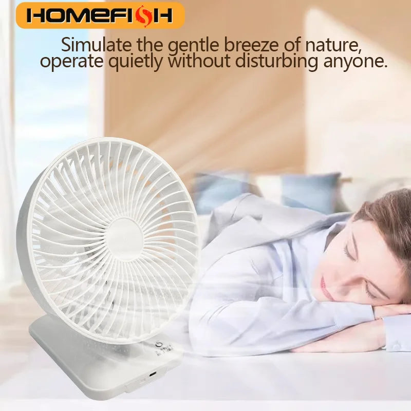 Foldable USB Electric Fan – Silent Touch Control, 6-8H Battery Portable Folding Fan Babs