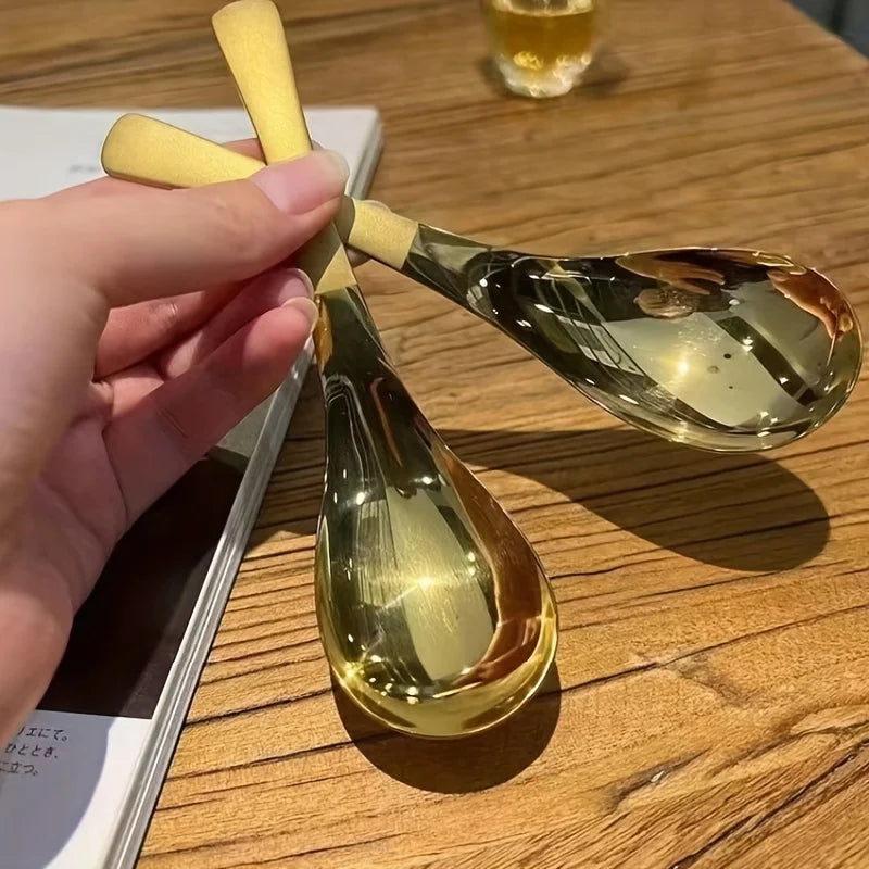 Stainless Steel Golden Soup Spoon – Short Handle Caviar Spoon Kitchen Spoon Babs