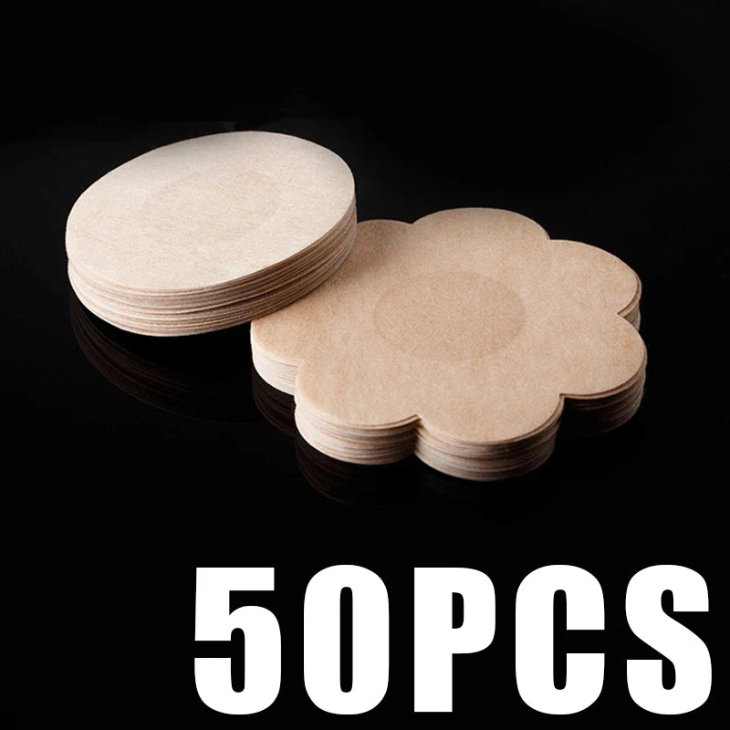 50pcs Disposable Nipple Covers – Soft No-Mark Breast Petals Nipple Covers Babs