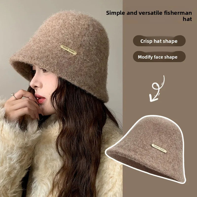 Women's Winter Wool Blend Bucket Hat – Windproof Earmuff Winter Bucket Hat Babs
