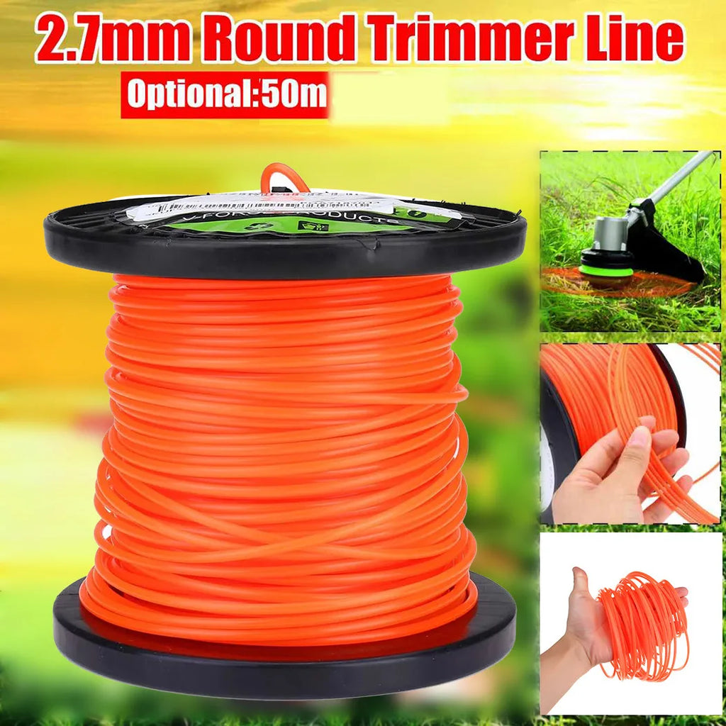 Orange Round Nylon Trimmer Line 2.7mm 50m – Garden Grass Cord Trimmer Line Spool Babs