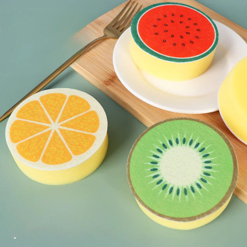 4-Pack Orange Slice Kitchen Sponges – Reusable Non-Woven Kitchen Sponge Set Babs