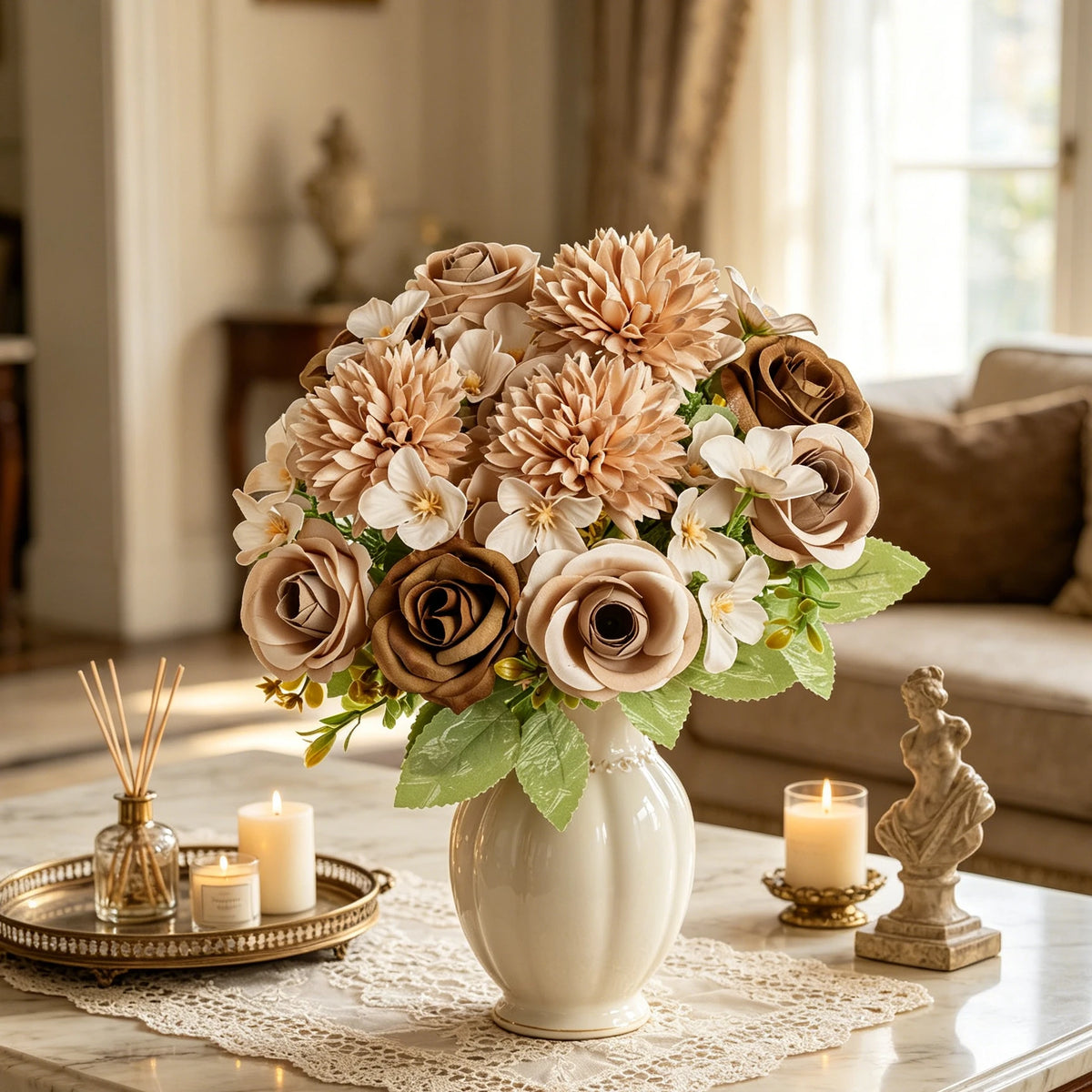 Artificial Silk Hydrangea Rose Bouquet | Wedding & Home Décor Artificial Flower Bouquet Babs