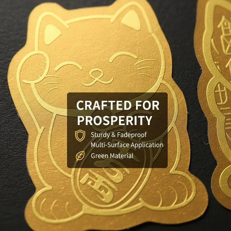 Golden Lucky Cat Gold Foil Sticker – Self-Adhesive Decal 5/10 Pcs Decorative Sticker Decal Babs