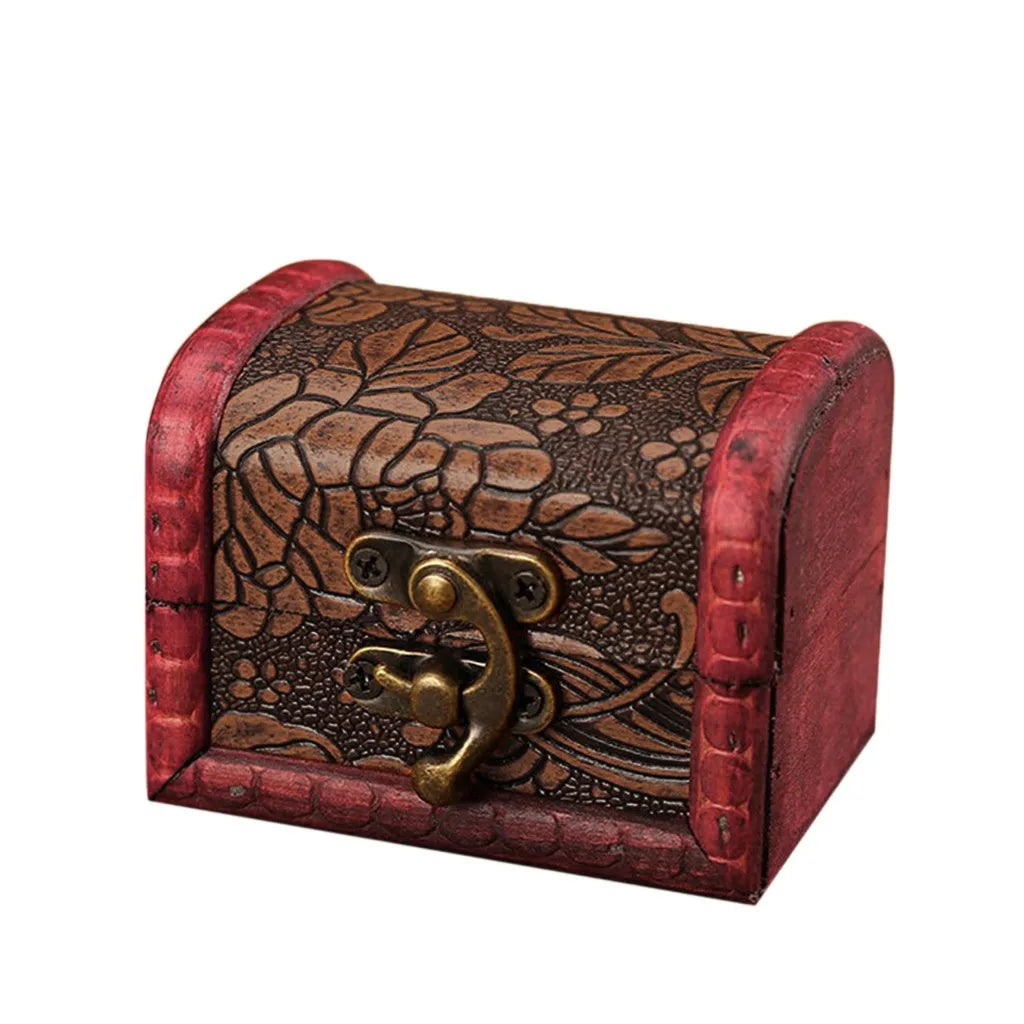 Chinese Vintage Wooden Jewelry Box with Lock | Ring & Earring Storage Wooden Jewelry Box Babs Champagne