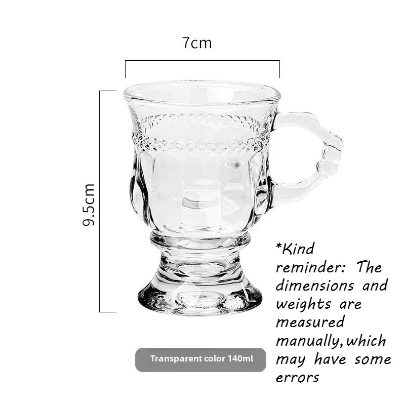 Retro European Glass Coffee Cup with Handle | Elegant Teacup Glass Coffee Cup Babs A