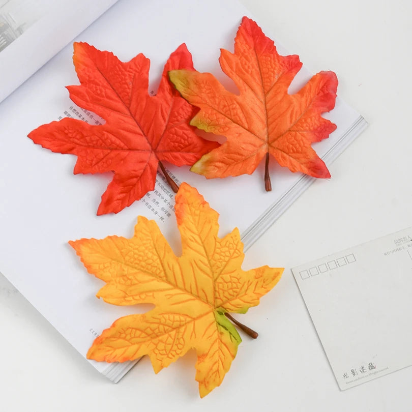 10Pcs Silk Maple Leaves – Autumn Home & Wedding Décor Artificial Leaves Babs