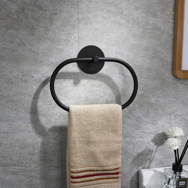 Self-Adhesive Stainless Steel Towel Holder Rack – No Drill Towel Rack & Ring Babs