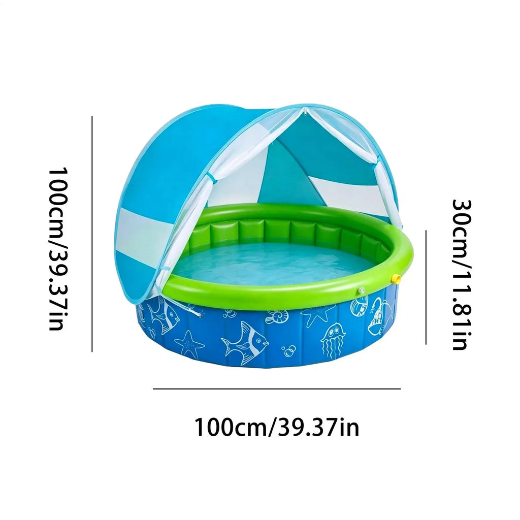 Foldable Kids Wading Pool with Sun Shade Canopy | Outdoor Kids Wading Pool Babs